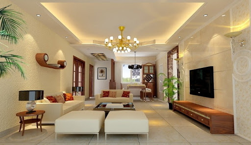 Trang trí nội thất phòng khách với đèn chùm | xây dựng Hoàng Phú